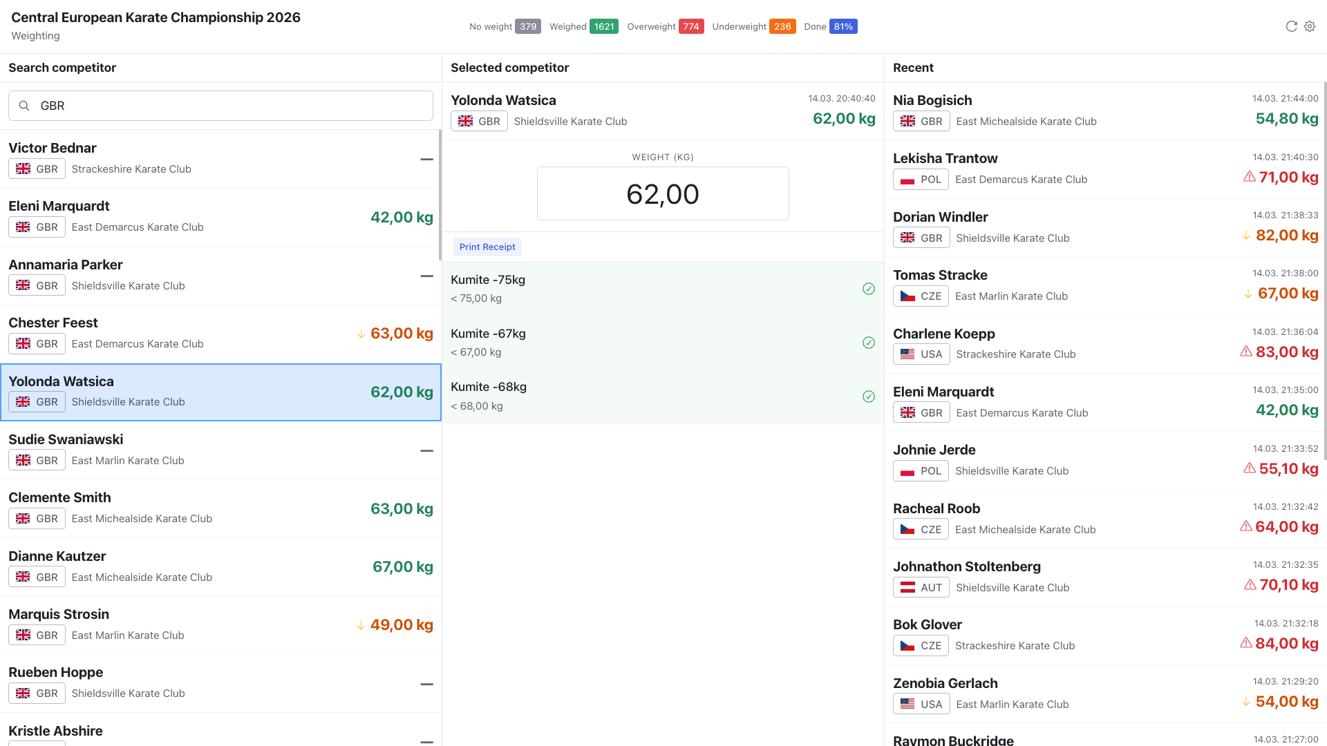Sportviz Toolkit - Weighing module screenshot